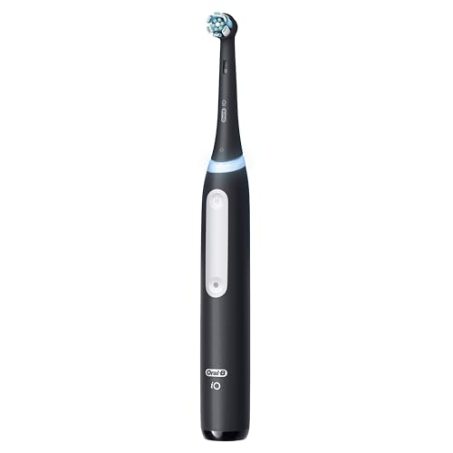 Oral-B Rechargeable Electric Toothbrush, iO3 Limited Deep Clean, 3 Cleaning Modes, Visual Pressure Sensor to Protect Gums, 2 Brush Heads, Travel Case, Black