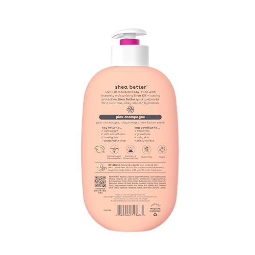 eos Shea Better Body Lotion Vanilla Cashmere, 24-Hour Moisture Skin Care, Lightweight & Non-Greasy, Natural Shea, Vegan, Vanilla Body Lotion, 16 fl oz