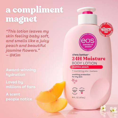 eos Shea Better Body Lotion Vanilla Cashmere, 24-Hour Moisture Skin Care, Lightweight & Non-Greasy, Natural Shea, Vegan, Vanilla Body Lotion, 16 fl oz