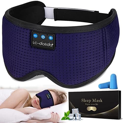LC-dolida Sleep Headphones, 3D Sleep Mask Bluetooth Wireless Music Eye Mask, Sleeping Headphones for Side Sleepers Sleep Mask with Bluetooth Headphones Ultra-Thin Stereo Speakers Perfect for Sleeping