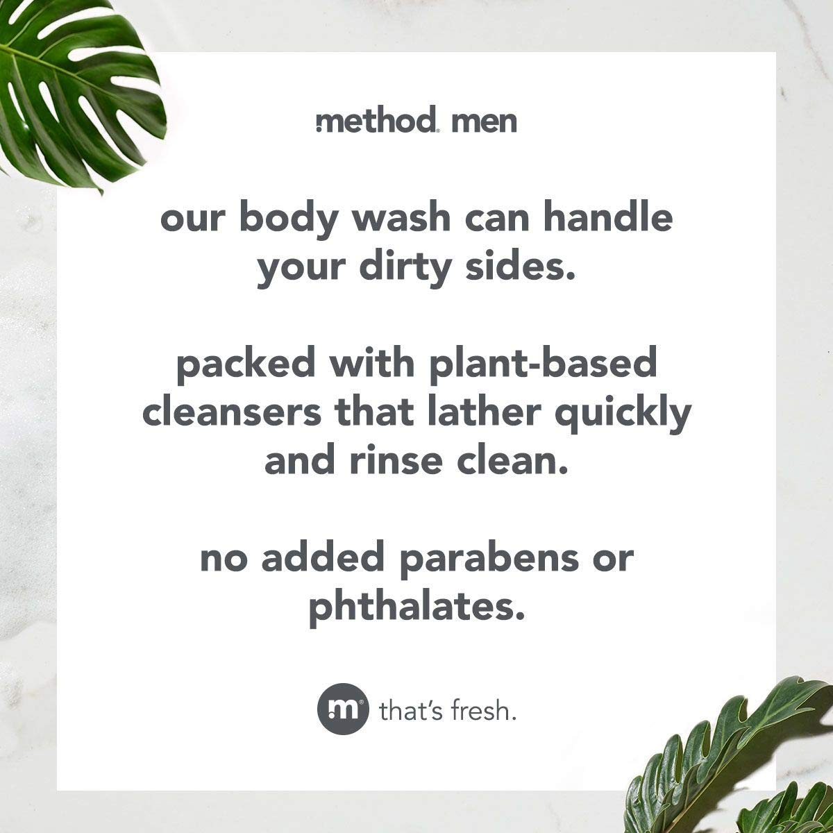 Method Men Body Wash, Sea and Surf Scent, Paraben and Phthalate Free, Quick-Lathering Cleansers, Cruelty Free, 18 oz (Pack of 1)