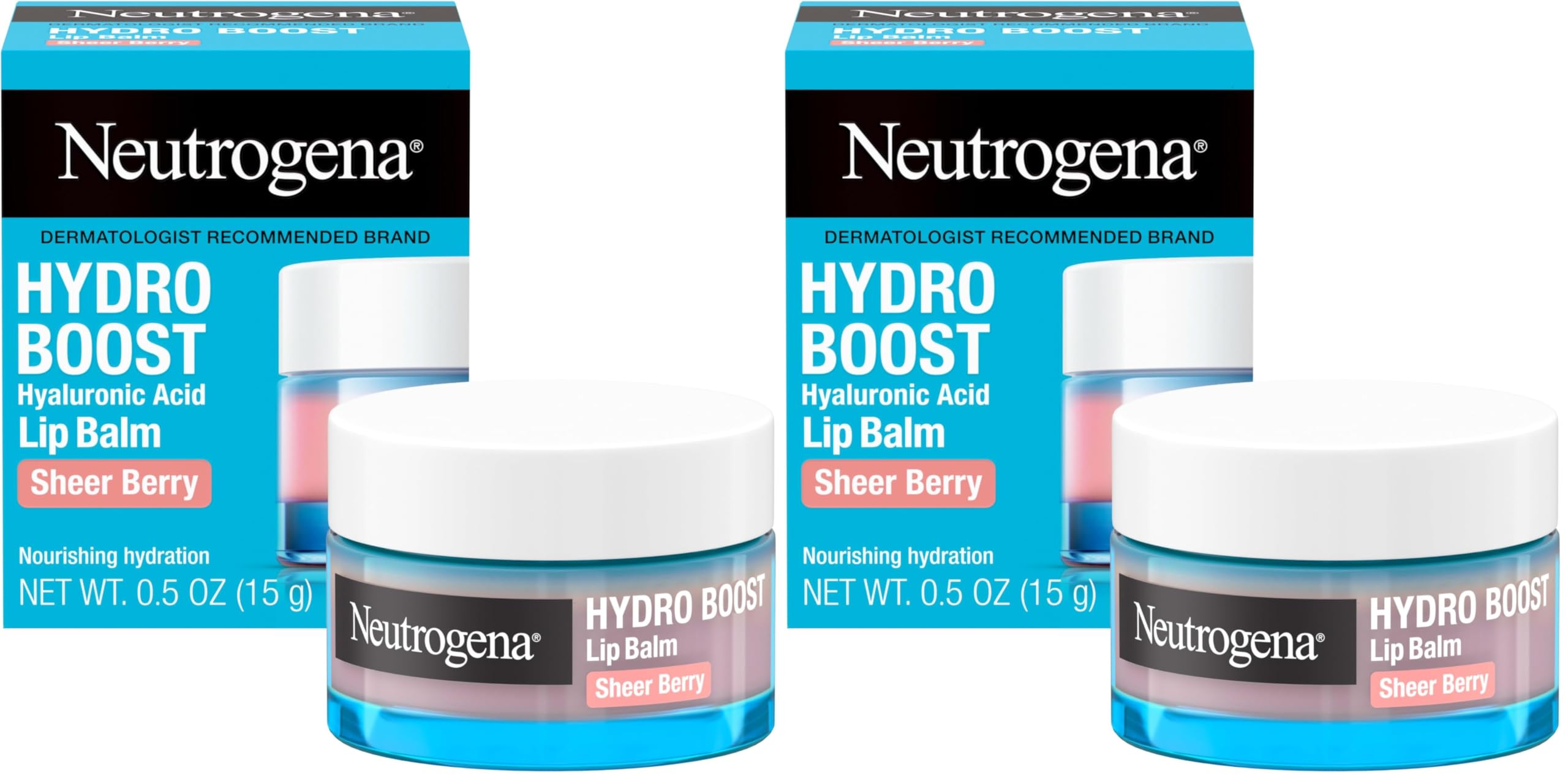 Neutrogena Hydro Boost Hyaluronic Acid Lip Balm, Nourishing Vitamin E Leaves Lips Feeling Hydrated, Sheer Pink Tinted Color with a Sweet Berry Flavor, Sheer Berry, 0.5 oz