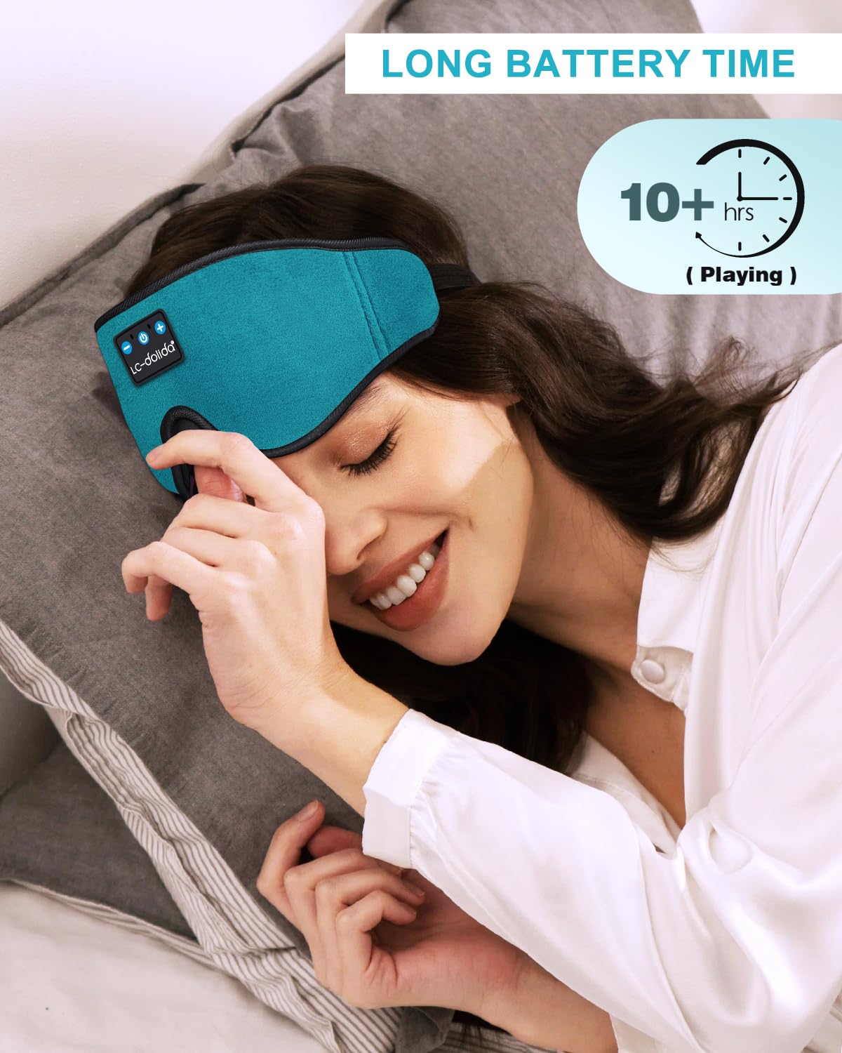 LC-dolida Sleep Headphones, 3D Sleep Mask Bluetooth Wireless Music Eye Mask, Sleeping Headphones for Side Sleepers Sleep Mask with Bluetooth Headphones Ultra-Thin Stereo Speakers Perfect for Sleeping