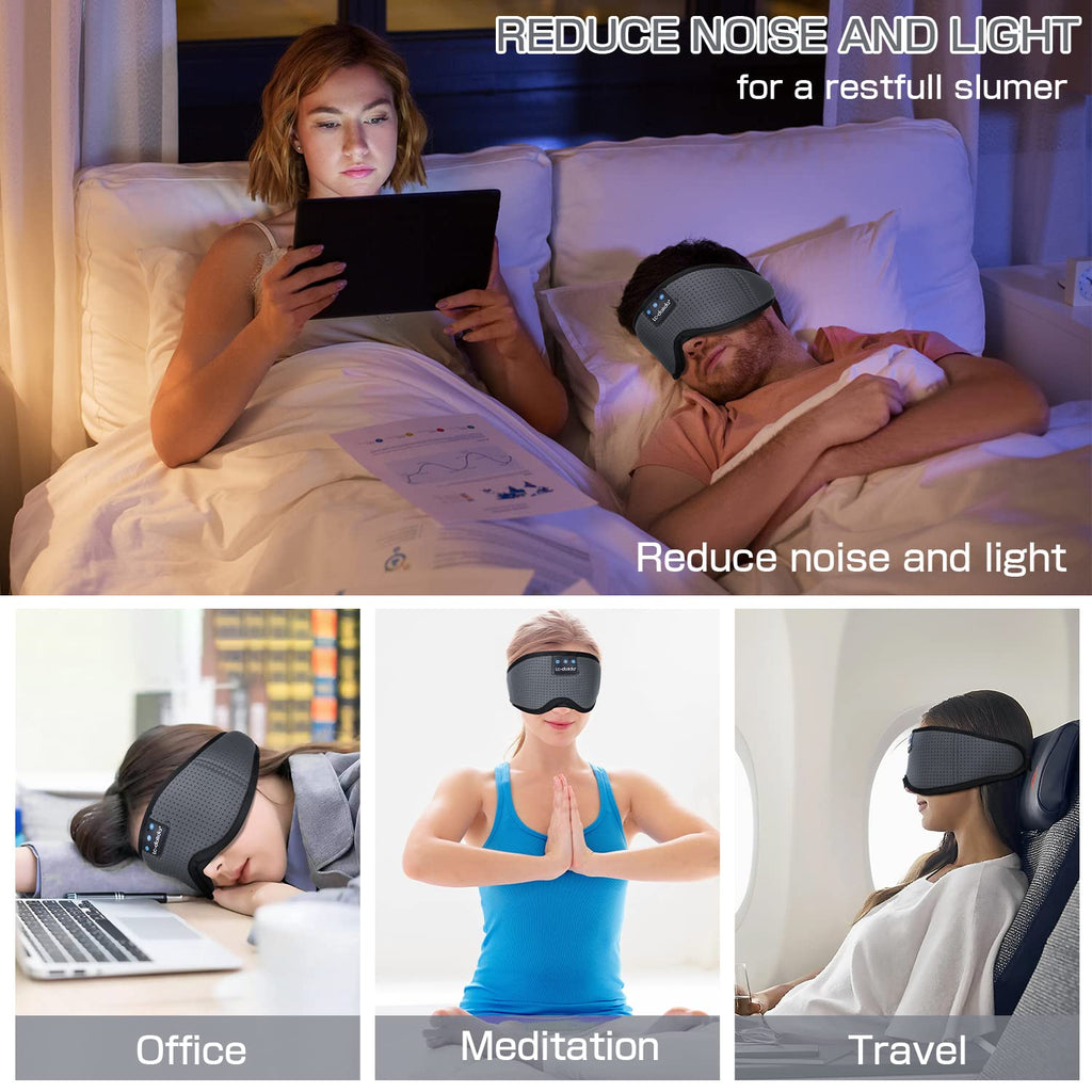 LC-dolida Sleep Headphones, 3D Sleep Mask Bluetooth Wireless Music Eye Mask, Sleeping Headphones for Side Sleepers Sleep Mask with Bluetooth Headphones Ultra-Thin Stereo Speakers Perfect for Sleeping