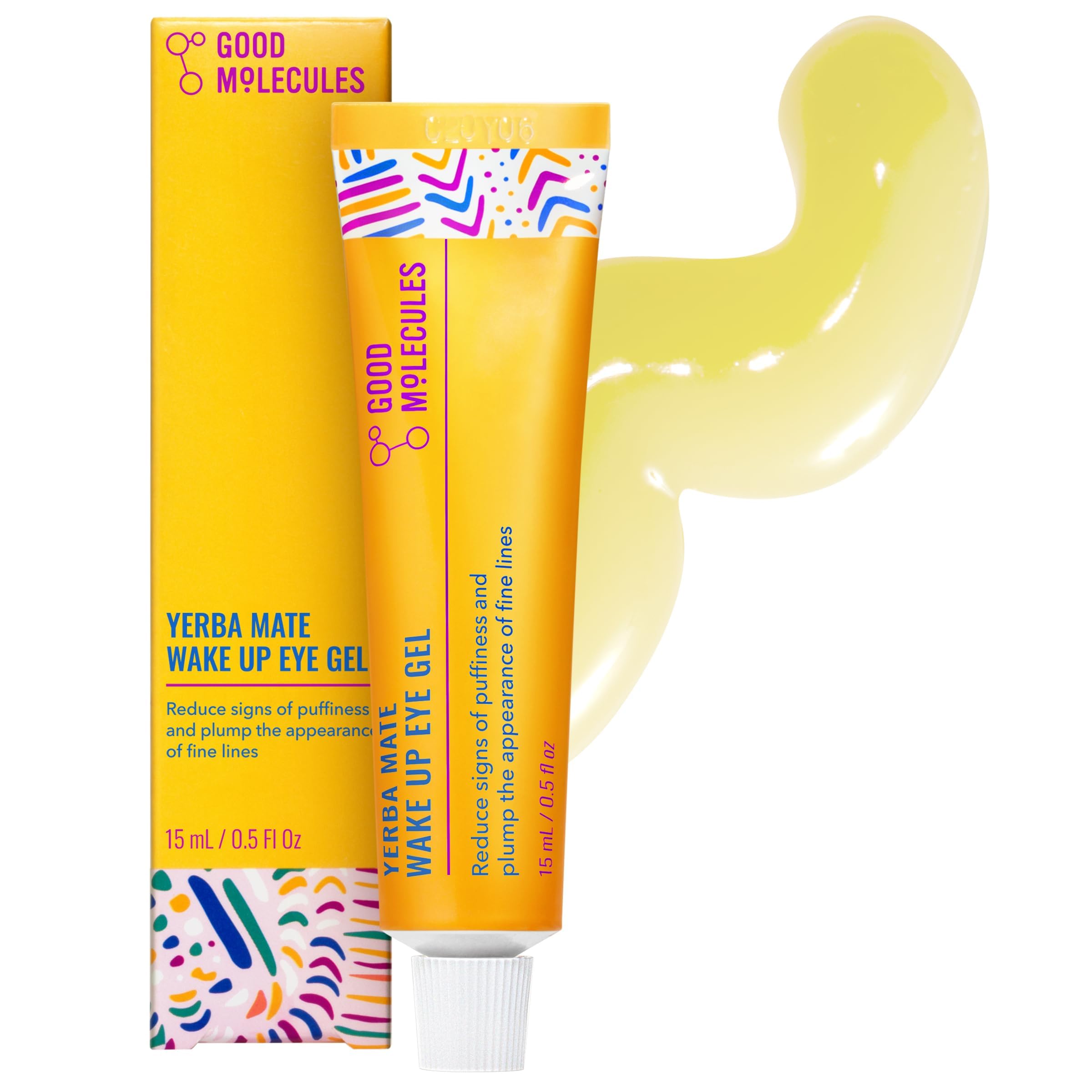 Good Molecules Yerba Mate Wake Up Eye Gel - Hydrating Under Eye Gel Cream with Hyaluronic Acid and Caffeine - Target Dark Circles and Puffiness - Skin Care for Face