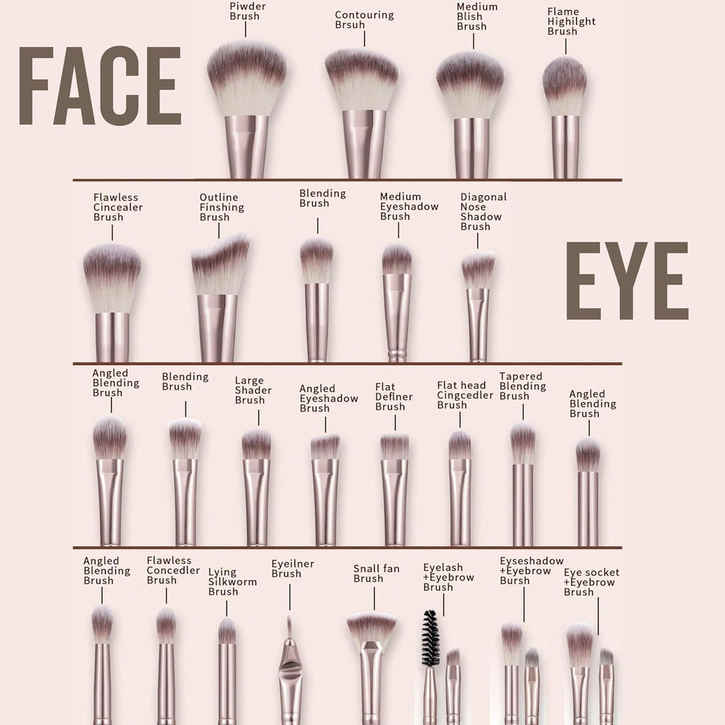 HGHDBT 55Pcs Brown Makeup Brushes Set Professional Makeup Kit Multi-functional Makeup Tool Set with Case Facial Makeup Accessories, Foundation Makeup Brush Kit Eye and Face Make up Brushes & Tools