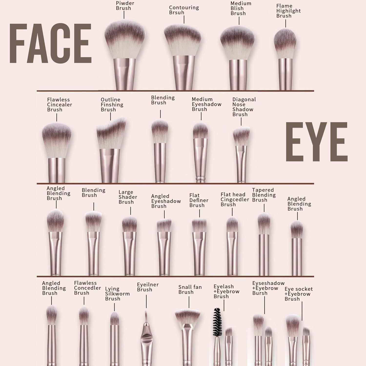HGHDBT 55Pcs Brown Makeup Brushes Set Professional Makeup Kit Multi-functional Makeup Tool Set with Case Facial Makeup Accessories, Foundation Makeup Brush Kit Eye and Face Make up Brushes & Tools