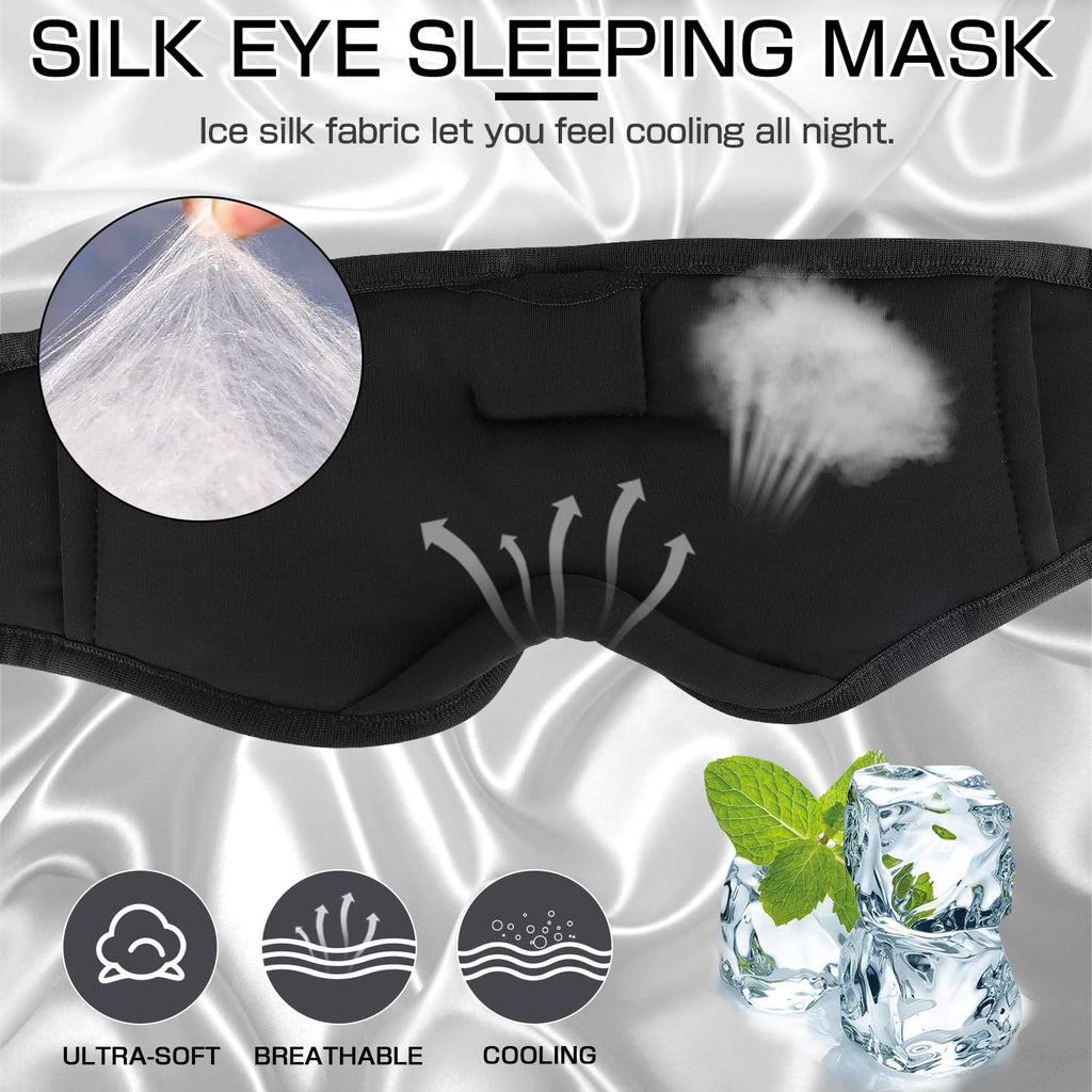 LC-dolida Sleep Headphones, 3D Sleep Mask Bluetooth Wireless Music Eye Mask, Sleeping Headphones for Side Sleepers Sleep Mask with Bluetooth Headphones Ultra-Thin Stereo Speakers Perfect for Sleeping