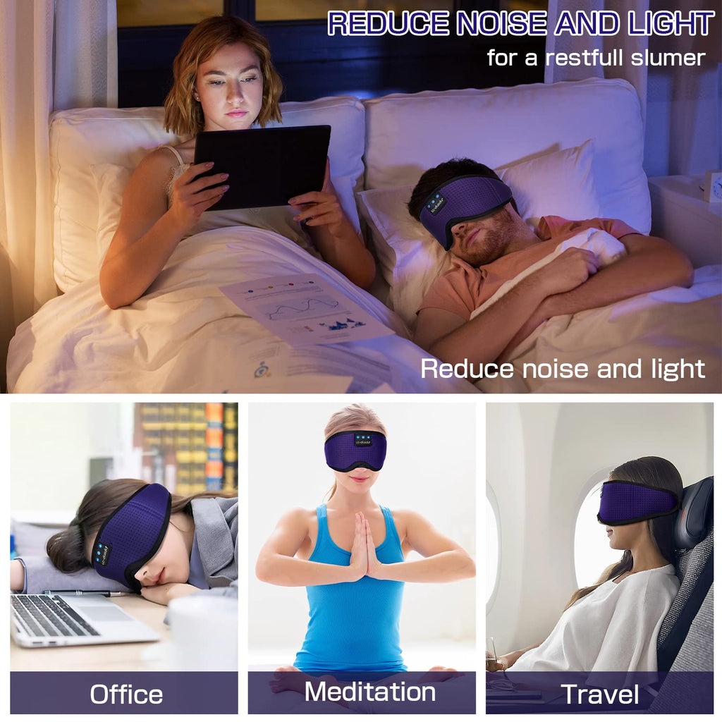 LC-dolida Sleep Headphones, 3D Sleep Mask Bluetooth Wireless Music Eye Mask, Sleeping Headphones for Side Sleepers Sleep Mask with Bluetooth Headphones Ultra-Thin Stereo Speakers Perfect for Sleeping