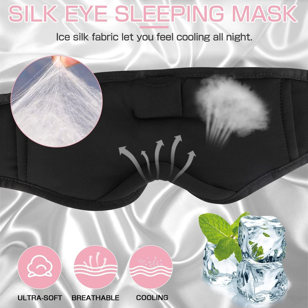 LC-dolida Sleep Headphones, 3D Sleep Mask Bluetooth Wireless Music Eye Mask, Sleeping Headphones for Side Sleepers Sleep Mask with Bluetooth Headphones Ultra-Thin Stereo Speakers Perfect for Sleeping