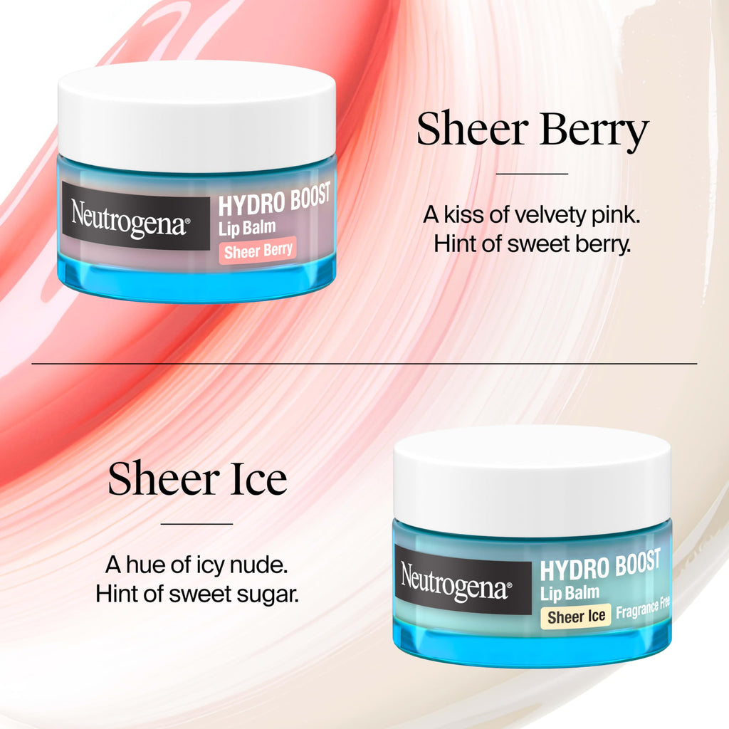 Neutrogena Hydro Boost Hyaluronic Acid Lip Balm, Nourishing Vitamin E Leaves Lips Feeling Hydrated, Sheer Pink Tinted Color with a Sweet Berry Flavor, Sheer Berry, 0.5 oz